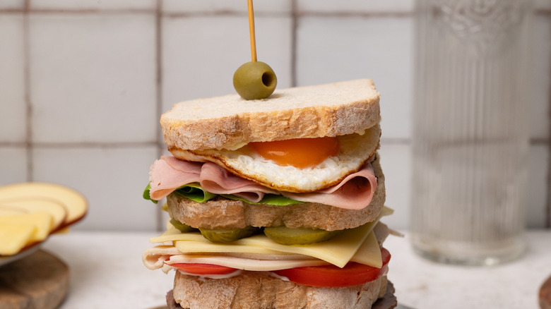 loaded Dagwood sandwich