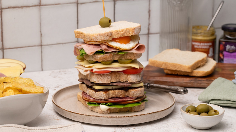 loaded Dagwood sandwich