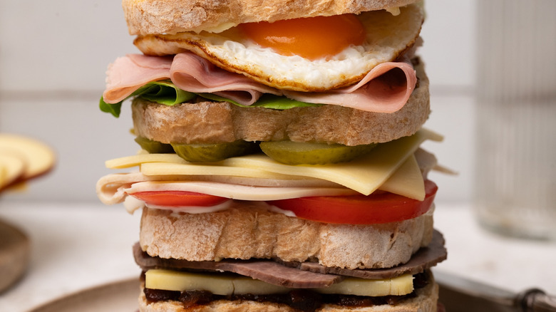 close up of Dagwood sandwich