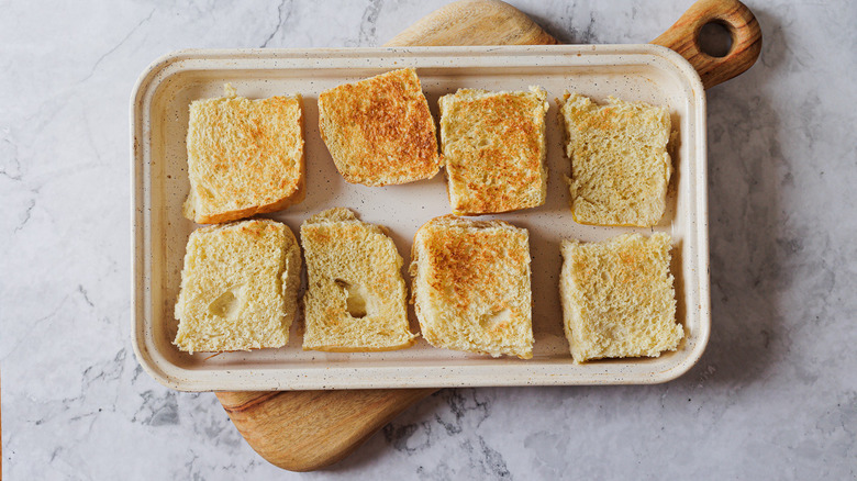 Toasted sliders on a pan