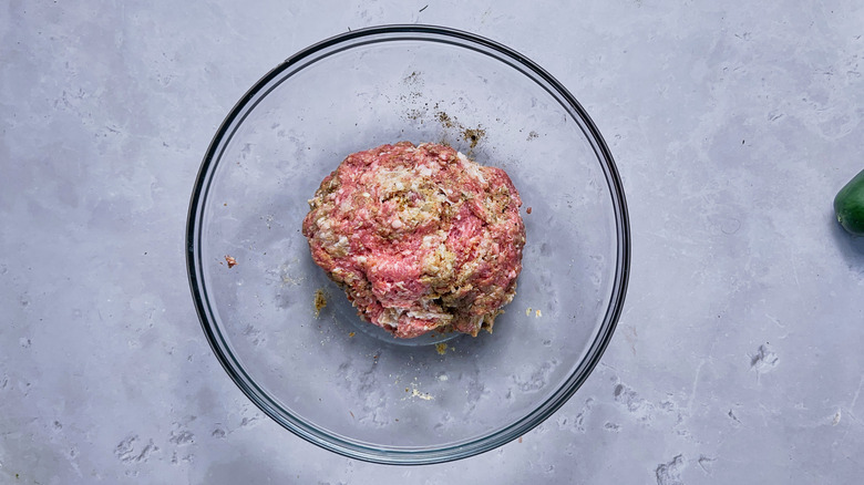 gyro meat mixed in a bowl