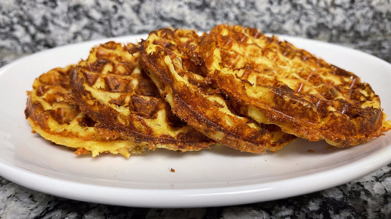 cheese waffles on white plate