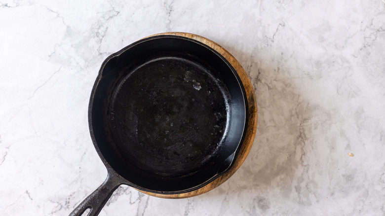 Cast iron pan preheated