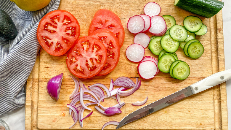 veggies cut on board