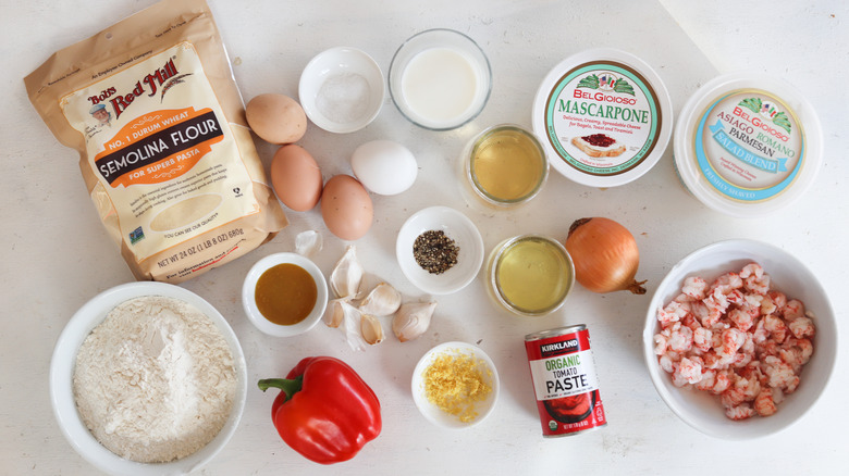 ingredients for lobster ravioli on counter