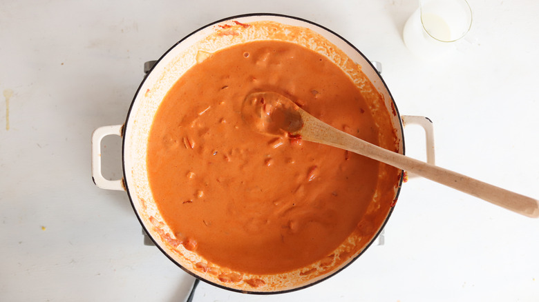 creamy tomato sauce in a pan