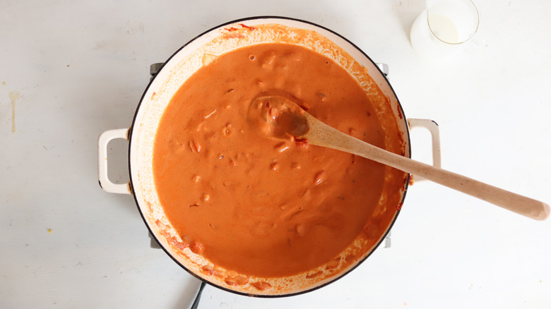 creamy tomato sauce in a pan