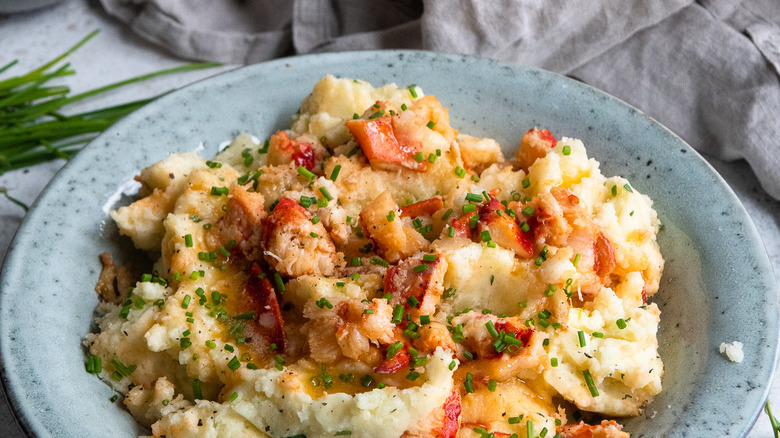 lobster mashed potatoes on plate