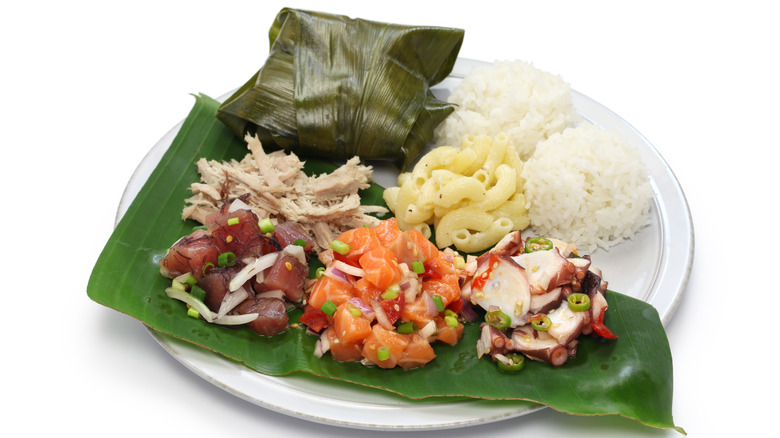 Traditional Hawaiian food plate