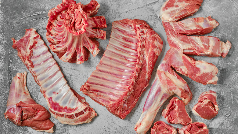 An assortment of lamb meat