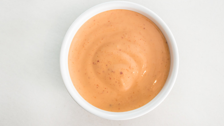 remoulade in white ramekin