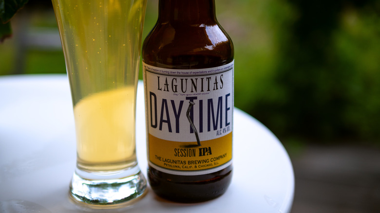 bottle and glass of lagunitas 