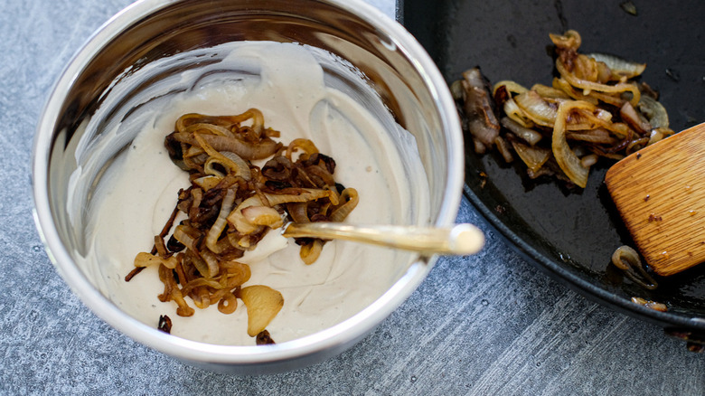 caramelized onions in creamy dip