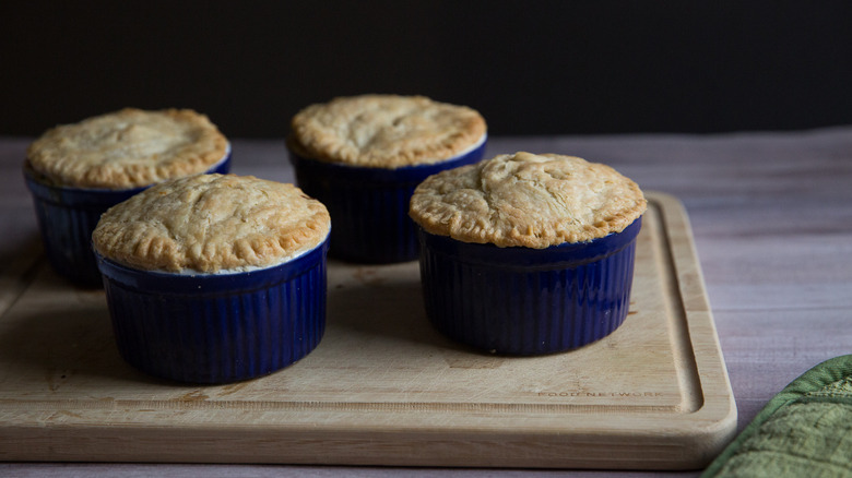 seafood pot pies on board