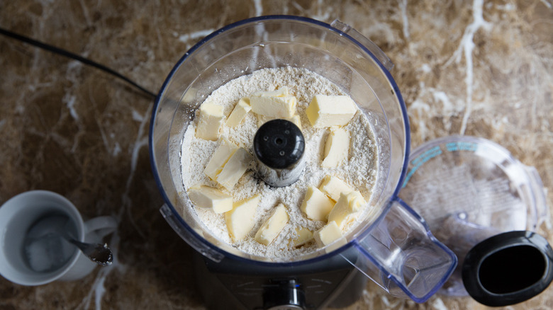 butter and flour in processor