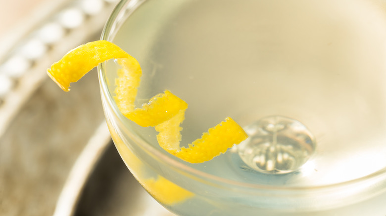 lemon twist on a cocktail