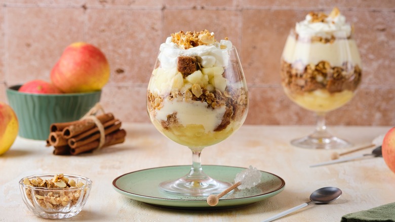 Spiced apple parfaits in a glass