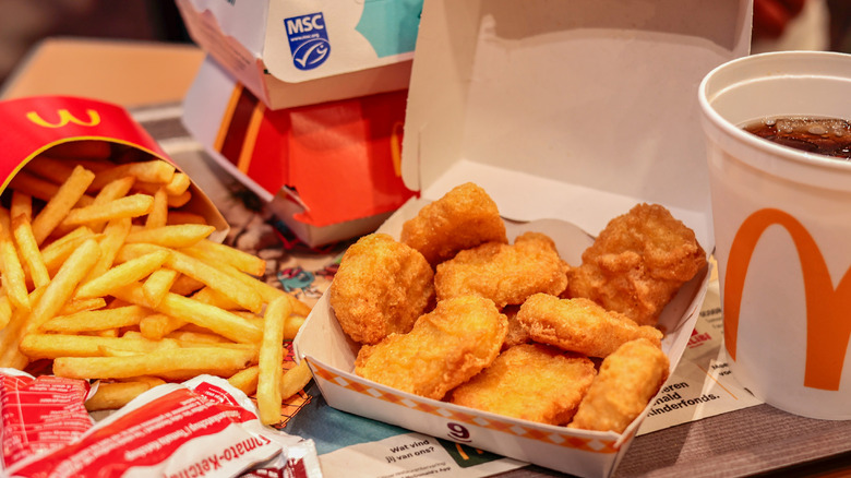 Close-up of McDonald's nuggets and fries
