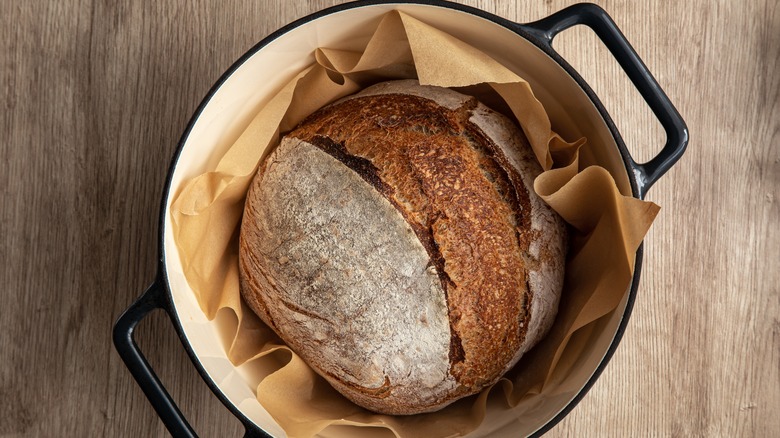 sourdough bread in a dutch oven