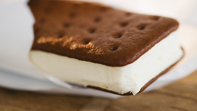 Ice cream sandwich in wrapper