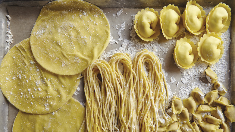 Fresh pasta on counter