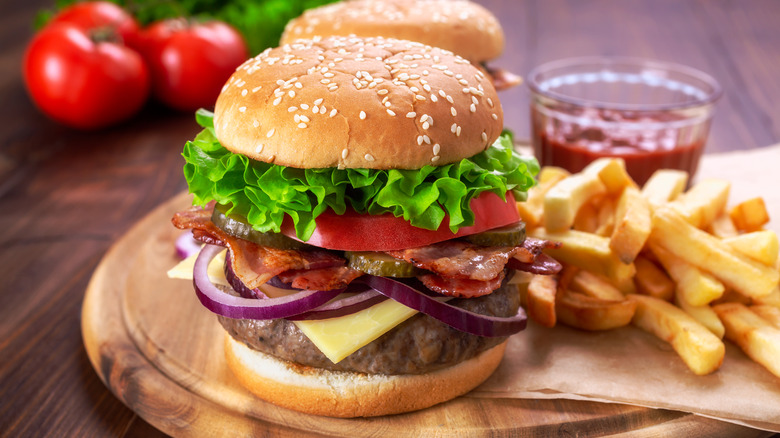 Burger with fries