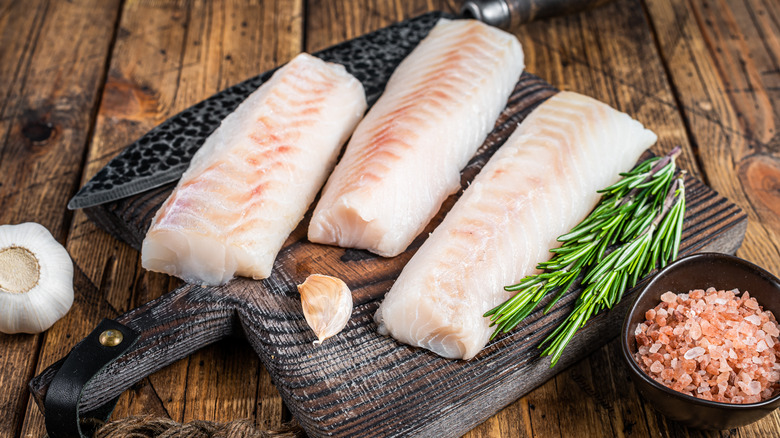 Fish on cutting board 