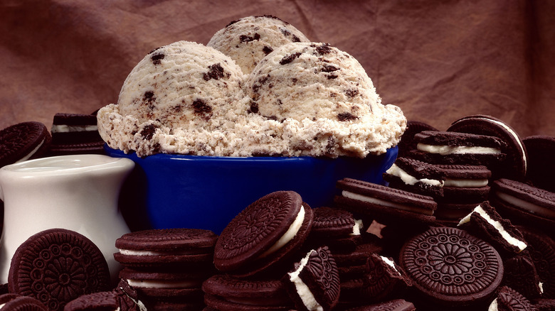 Ice cream bowl with cookies 