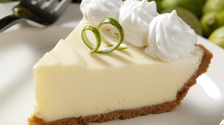 Slice of key lime pie