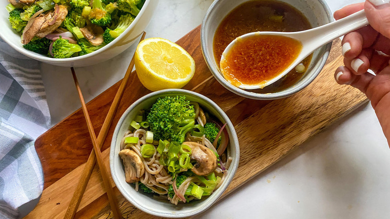 Ponzu sauce and Asian noodle dish