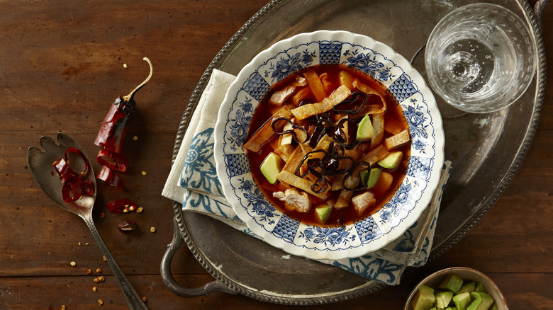 A bowl of tortilla soup