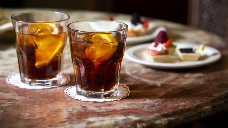 Vermouth cocktails in glasses