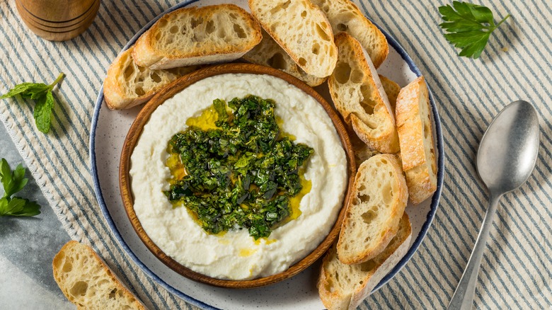 whipped ricotta crostini with bread