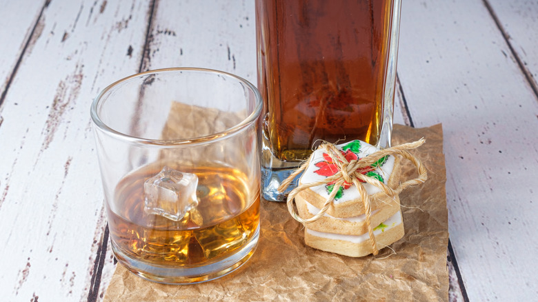 bourbon with cookie and bottle