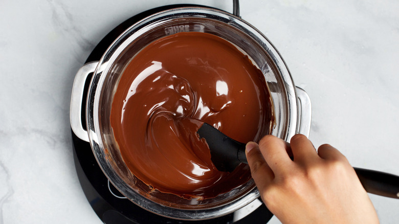 chocolate melting in a pot