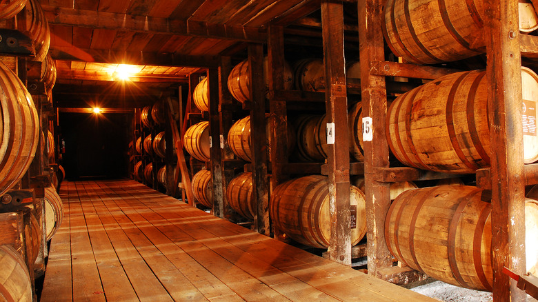 Maturation barrels at Maker's Mark distillery