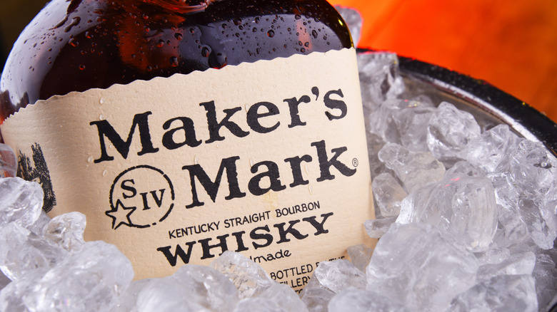 Bottle of Maker's Mark on ice