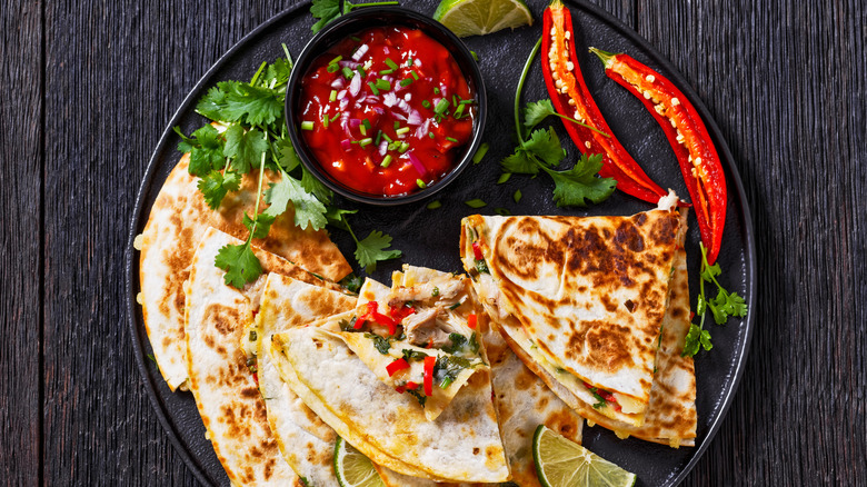 Spicy chicken quesadilla