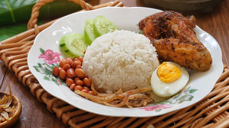 close up of nasi lemak