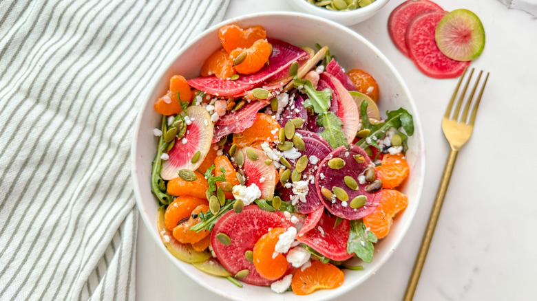 salad in white bowl