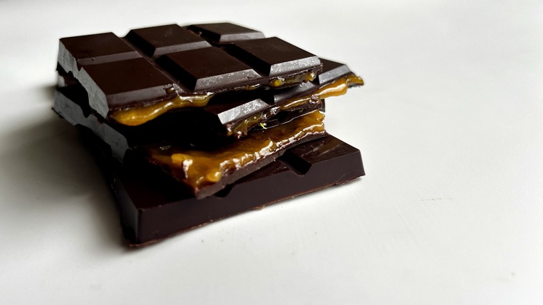 chocolate bar with brown filling