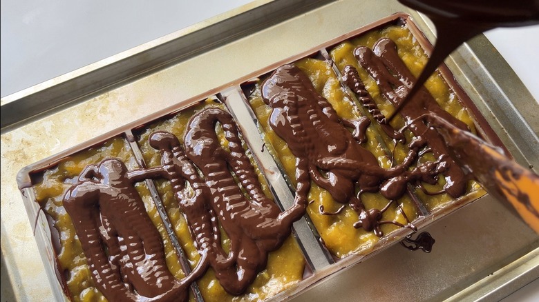 melted chocolate in candy mold