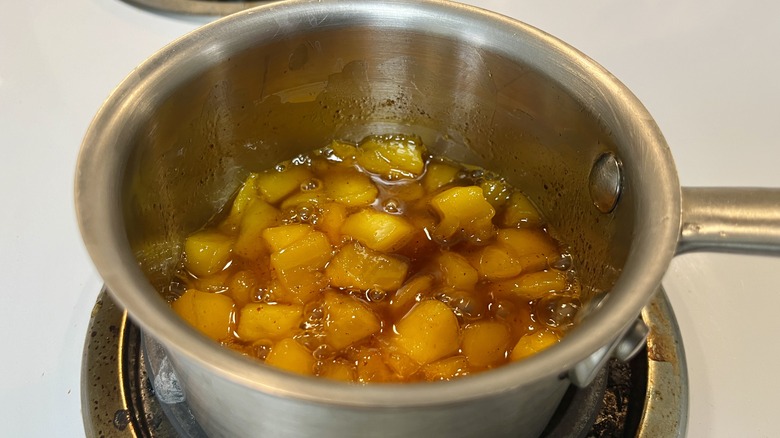 mango chunks in pot