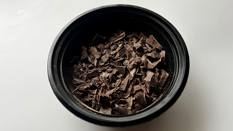 chopped chocolate in bowl