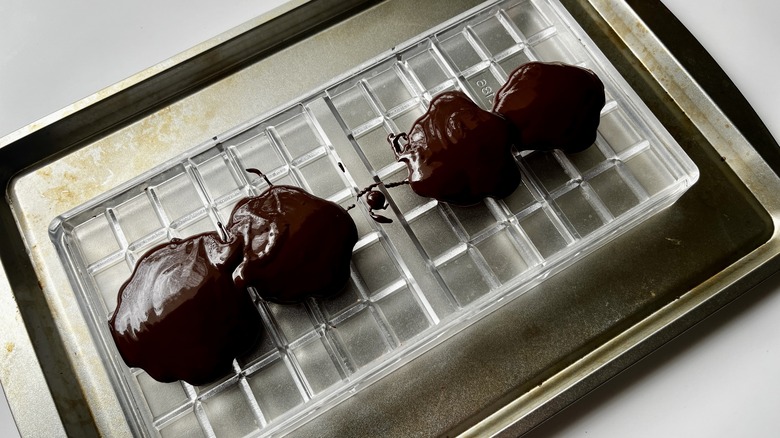 melted chocolate in candy mold