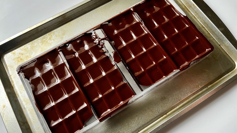 melted chocolate in candy mold