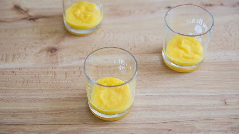 mango puree in 3 glasses 