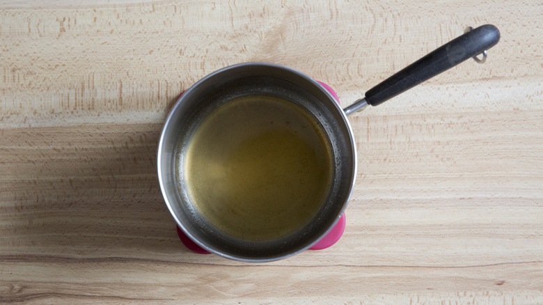 apple cider glaze in saucepan