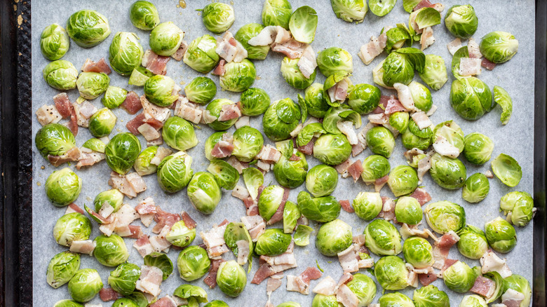 brussels sprouts on sheet 