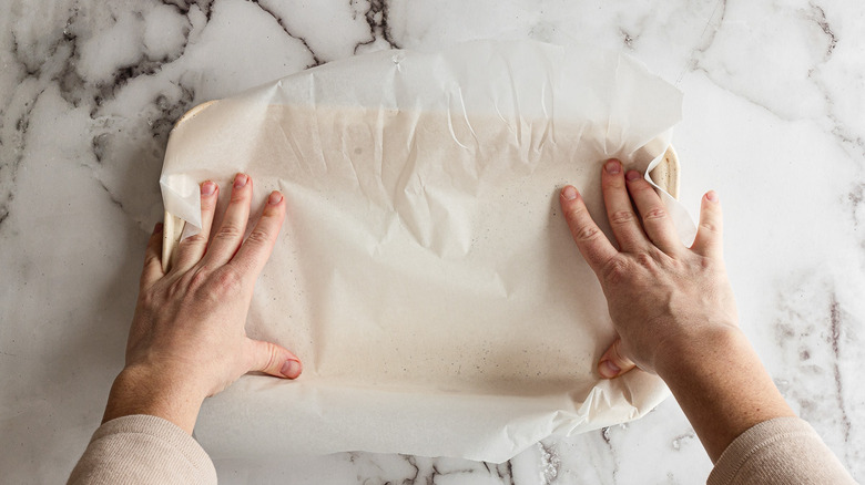 Baking sheet with parchment paper